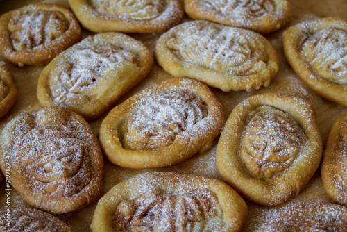 Fototapeta Mongolian National Bakery Boov with Ornament Close-up