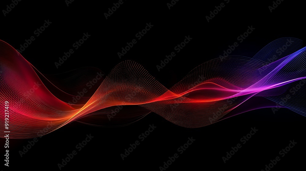 Abstract Red and Blue Wavy Lines on Black Background Abstract Red and Blue Wavy Lines on Black Background