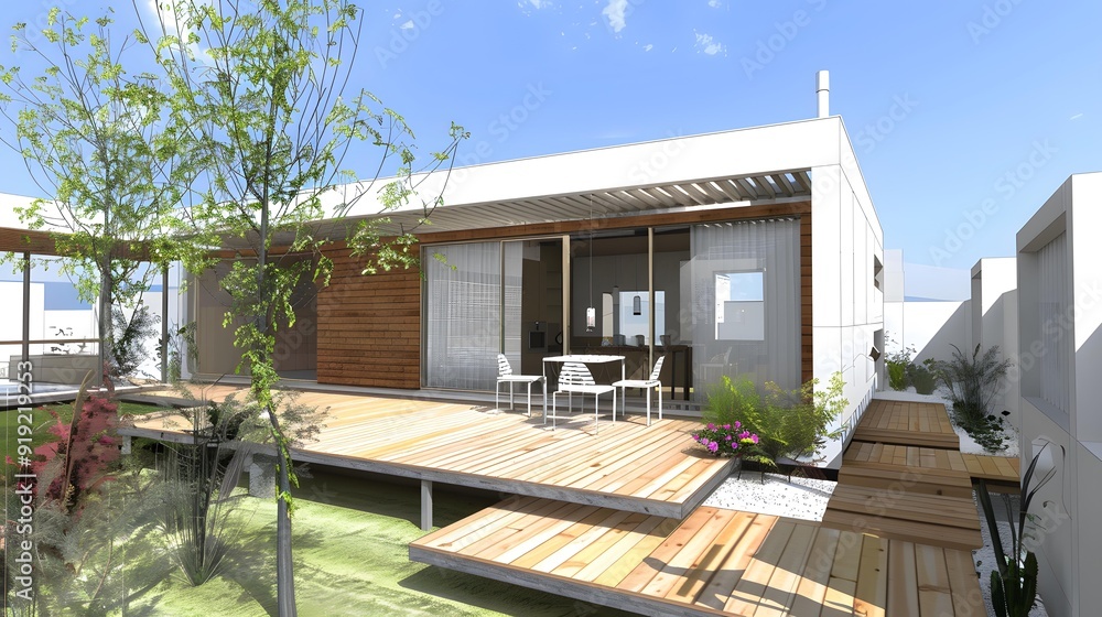 Modern House Design With Wooden Deck Patio Modern House Design With Wooden Deck Patio