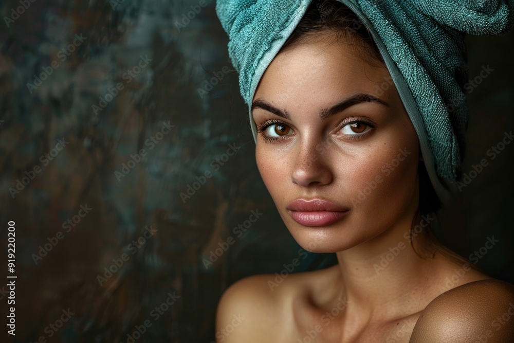 Fototapeta premium person with a towel in the head. beauty and care concept