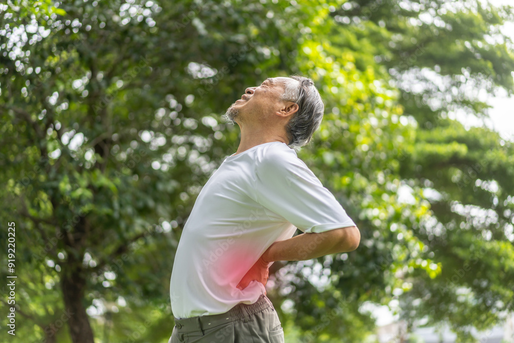 Sick unhappy senior adult elderly man touching her muscle injury Lower back suffering from muscles back pain at home.physical injury and healthcare problem Sick unhappy senior adult elderly man touching her muscle injury Lower back suffering from muscles back pain at home.physical injury and healthcare problem