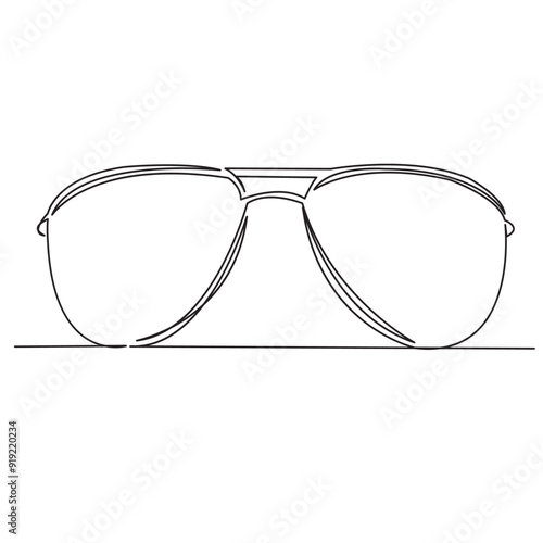 One continuous single drawn line art doodle sunglass, glass, object, isolated, design. Isolated hand-drawn outline image on white background.