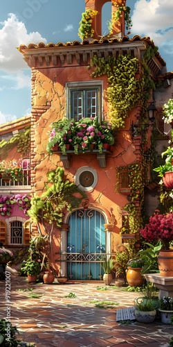 Wallpaper Mural Italian Style House with Flowers and Vines Torontodigital.ca