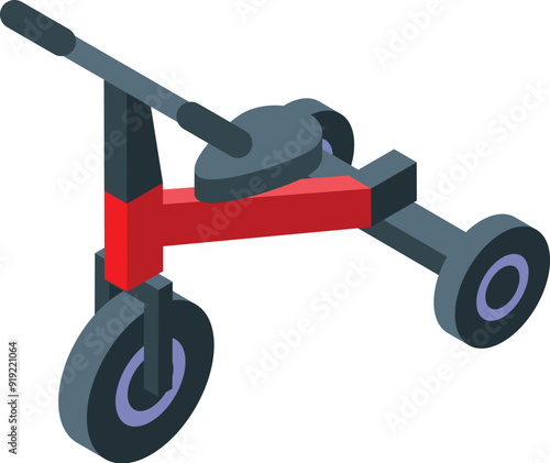 Red pedal car driving on the road, perfect illustration for children's entertainment