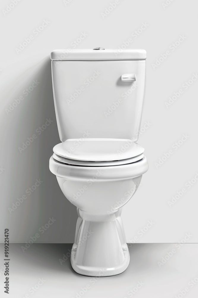 A white toilet sits next to a wall in a bathroom, ready for use A white toilet sits next to a wall in a bathroom, ready for use