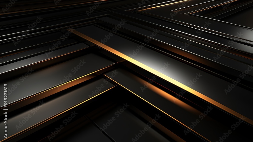 Obraz premium Abstract geometric pattern with black and gold lines.