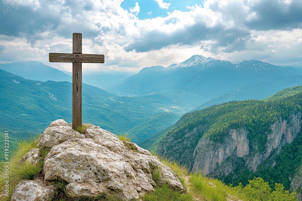 Cross in a Mountain Landscape