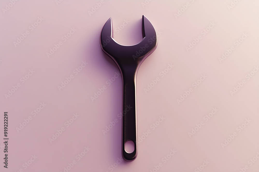 A single wrench on a pink background, isolated. A single wrench on a pink background, isolated.