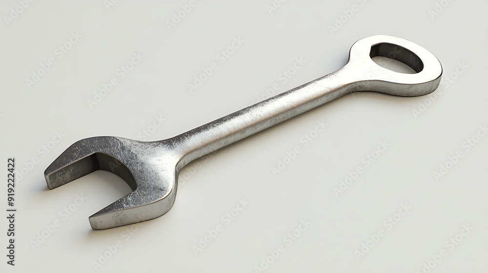 A metallic wrench isolated on a white background. A metallic wrench isolated on a white background.
