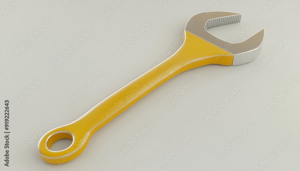 Yellow adjustable wrench isolated on white background. Yellow adjustable wrench isolated on white background.