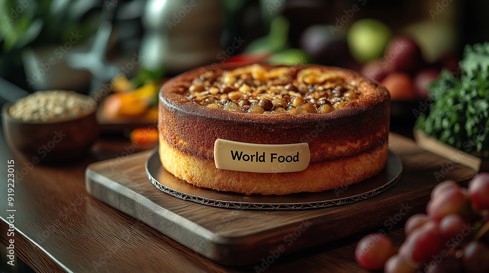 A round cake with the A round cake with the