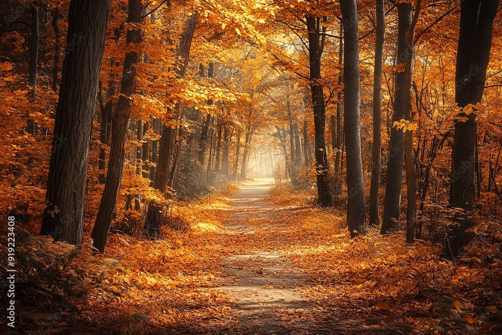 Fototapeta premium Golden Forest Pathway