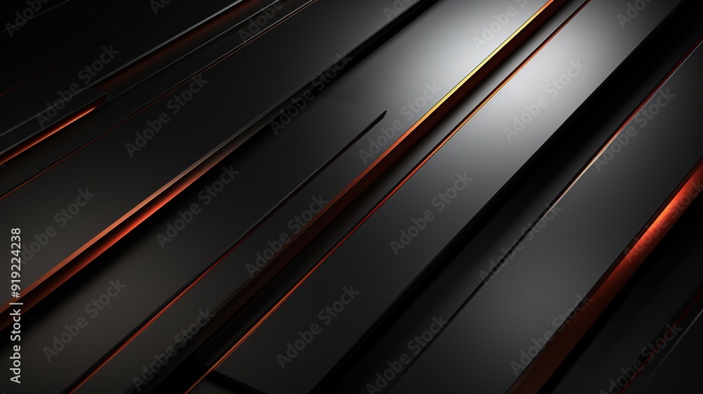 Abstract black and orange geometric background with diagonal lines.
