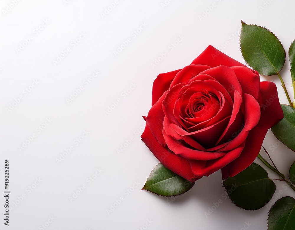 Fototapeta premium Pure Passion: Wedding Red Rose with Text Space on White