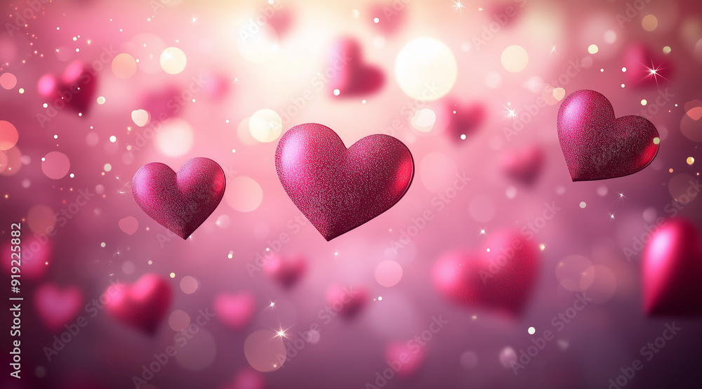 A background with pink and red hearts, sparkling lights, a pink gradient background, blurred heart-shaped bokeh in the center of the picture, a romantic atmosphere, with a Valentin A background with pink and red hearts, sparkling lights, a pink gradient background, blurred heart-shaped bokeh in the center of the picture, a romantic atmosphere, with a Valentin