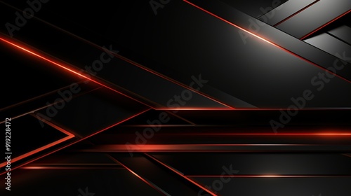 Abstract black and red geometric background with glowing lines.