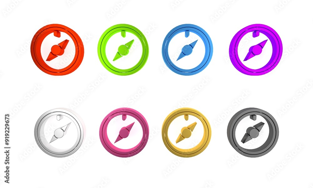 Colorful Wind rose icon isolated on white background. Compass icon for travel. Navigation design. Minimalism concept. 3D render illustration Colorful Wind rose icon isolated on white background. Compass icon for travel. Navigation design. Minimalism concept. 3D render illustration