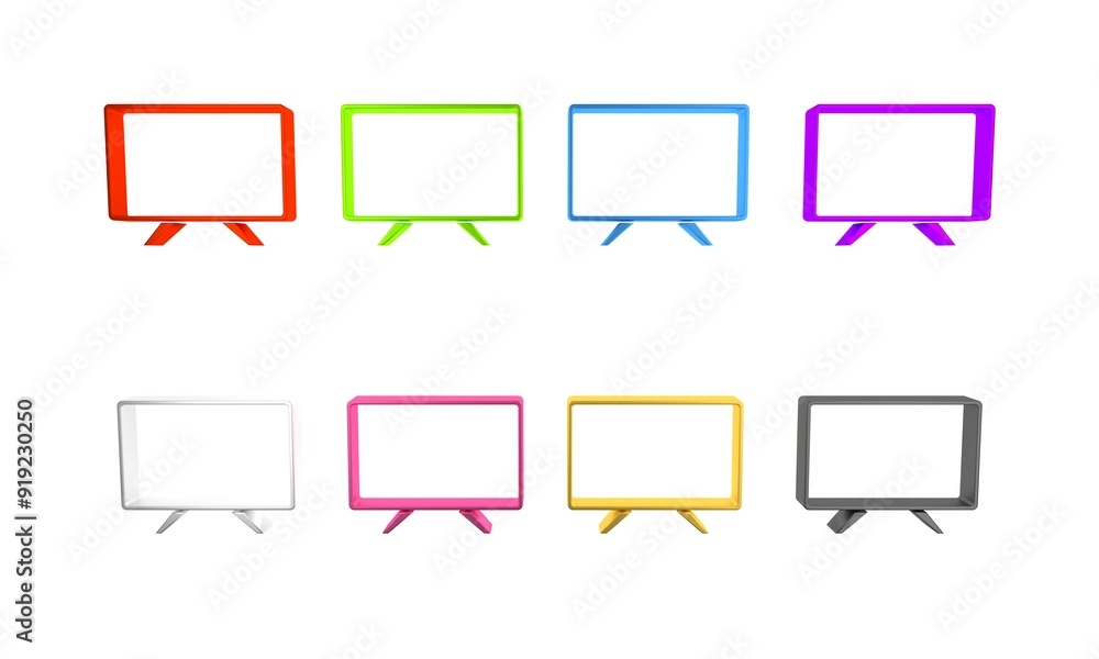 Colorful Smart Tv icon isolated on white background. Television sign. Minimalism concept. 3D render illustration Colorful Smart Tv icon isolated on white background. Television sign. Minimalism concept. 3D render illustration