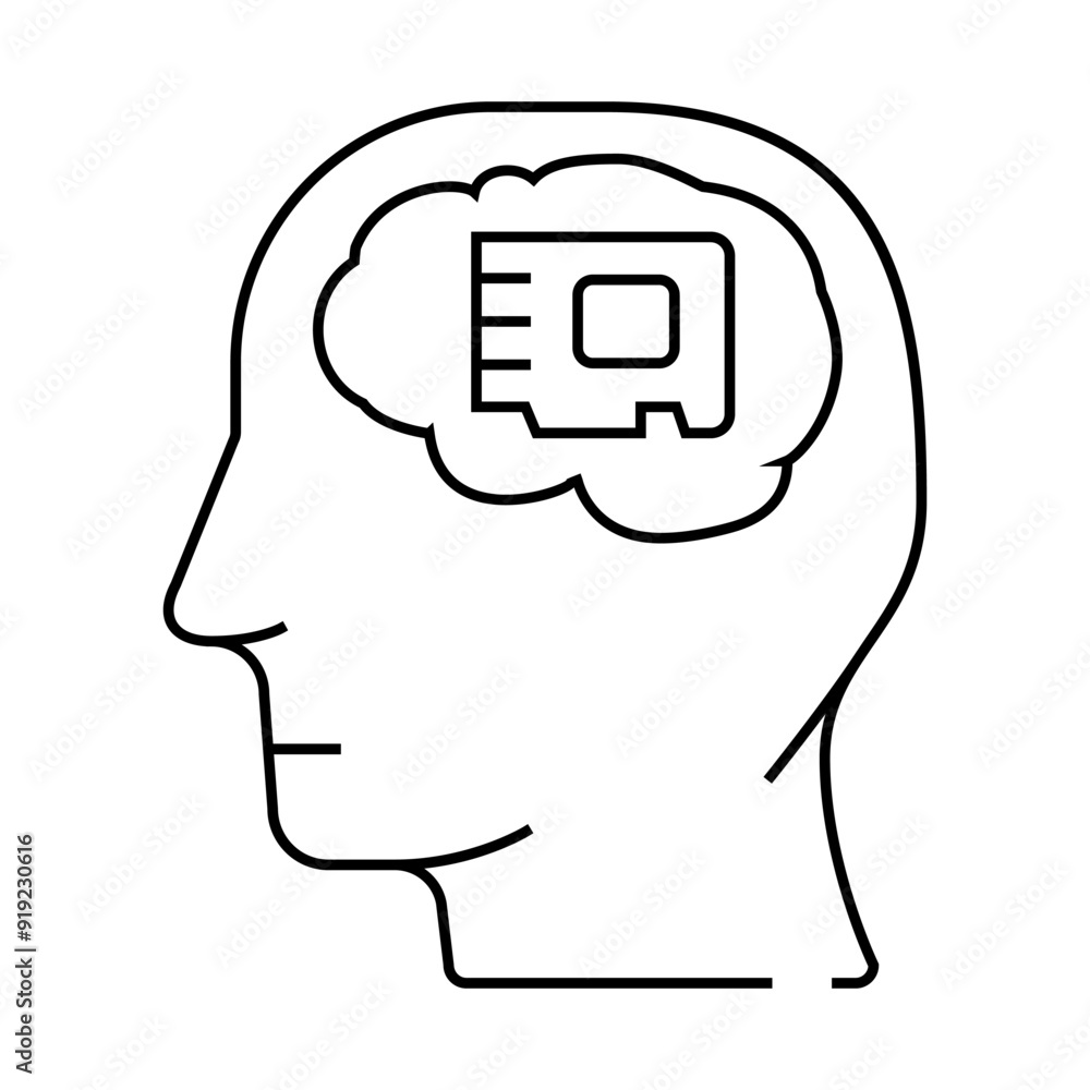 memory brain line icon vector. memory brain sign. isolated contour symbol black illustration memory brain line icon vector. memory brain sign. isolated contour symbol black illustration
