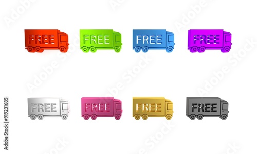 Colorful Free delivery service icon isolated on white background. Free shipping. 24 hour and fast delivery. Minimalism concept. 3D render illustration