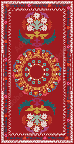 Beautiful suzani pattern - designed for pillows and for other home interior things. Traditional textile products in Uzbekistan.