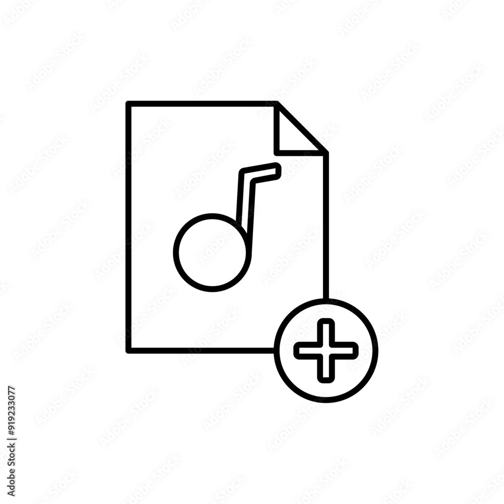 add music file icon. musical note with plus symbol. trendy and modern design add music file icon. musical note with plus symbol. trendy and modern design