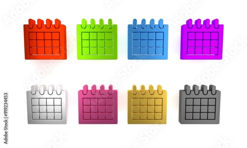 Colorful Calendar icon isolated on white background. Event reminder symbol. Minimalism concept. 3D render illustration