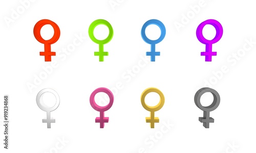 Colorful Female gender symbol icon isolated on white background. Venus symbol. The symbol for a female organism or woman. Minimalism concept. 3D render illustration