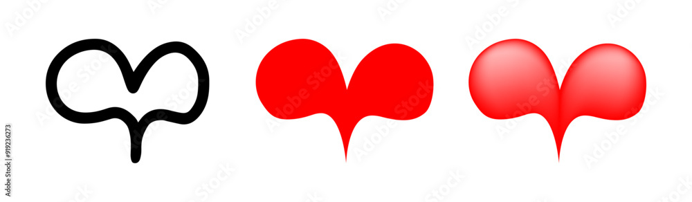 Set of Heart cartoon doodle, Vector, Illustration. Set of Heart cartoon doodle, Vector, Illustration.