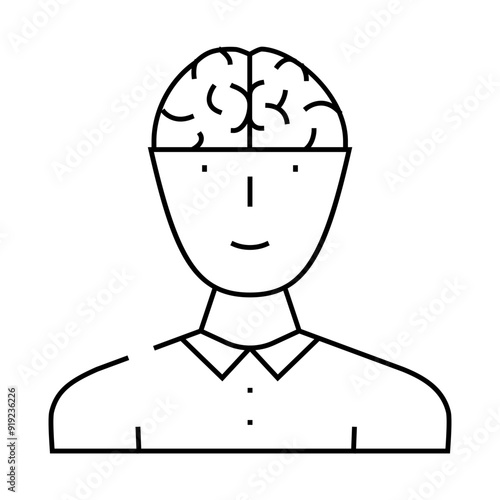 head brain human line icon vector. head brain human sign. isolated contour symbol black illustration