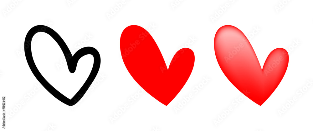 Set of Heart cartoon doodle, Vector, Illustration. Set of Heart cartoon doodle, Vector, Illustration.
