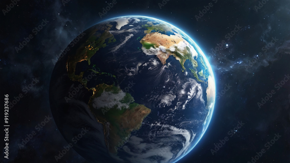 Fototapeta premium 3D illustration of Earth in space.