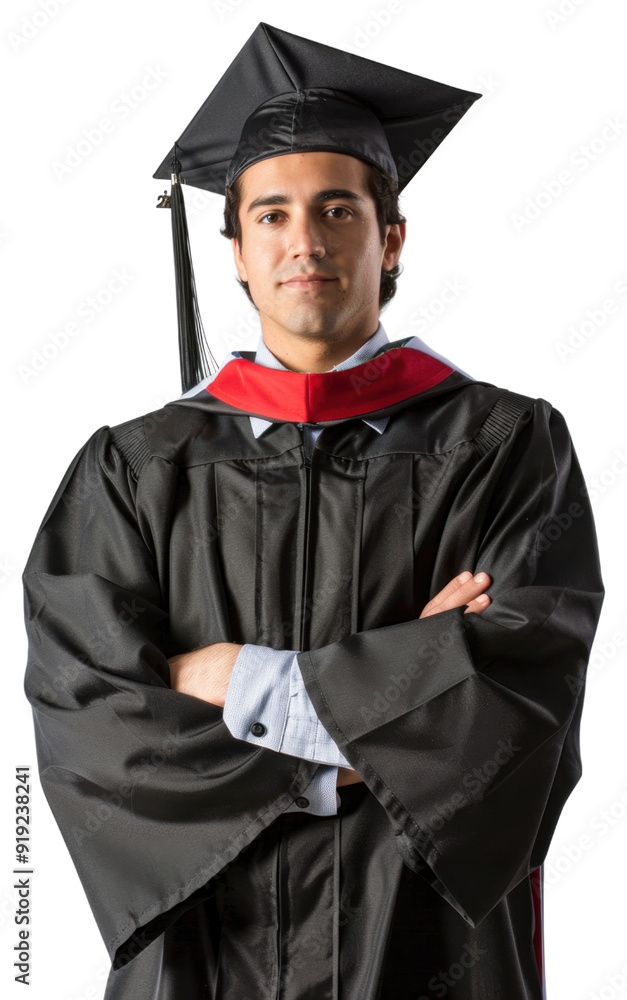 PNG Confident graduate in cap gown PNG Confident graduate in cap gown