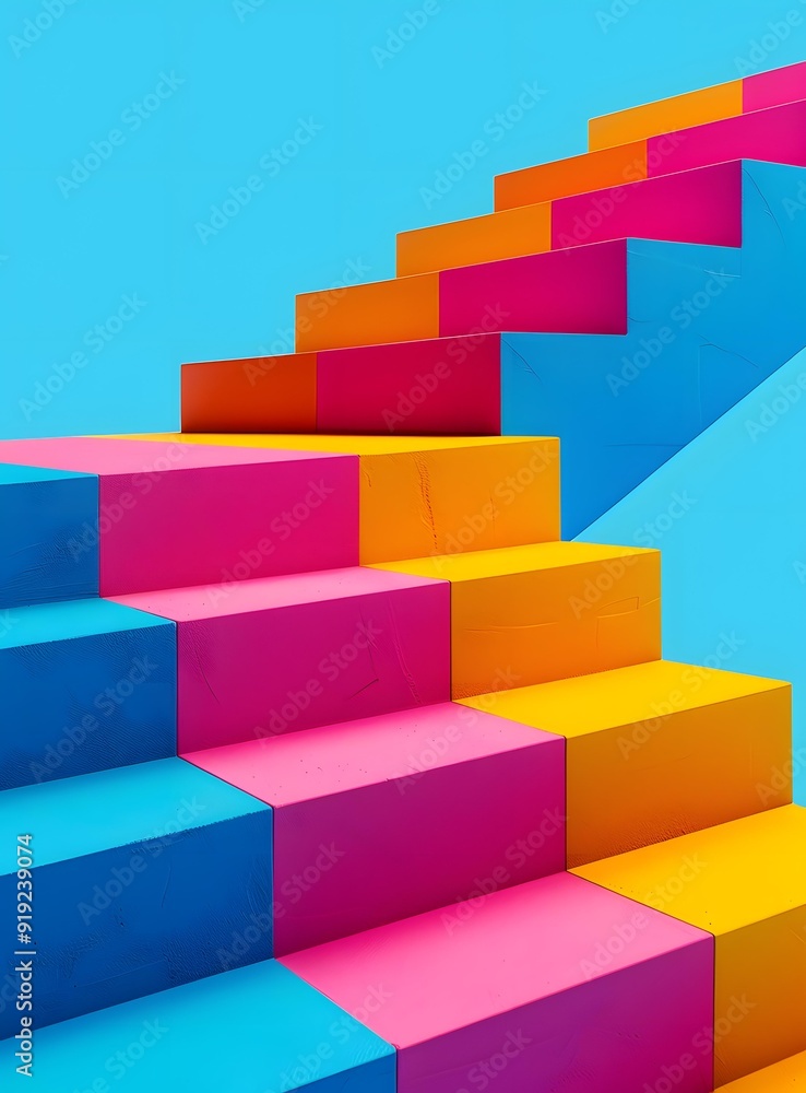 Obraz premium Abstract Colorful Staircase 3D Rendering