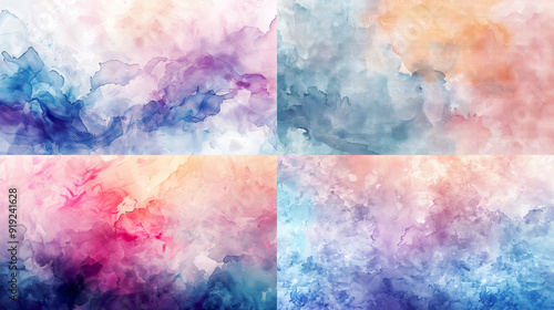 Watercolor smooth wash, gentle pastels of abstract compositions, seamless transitions, soothing and artistic background