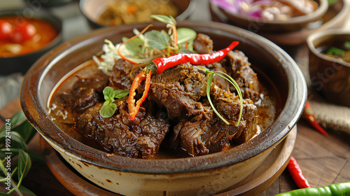 Photoshoot of typical Asian food rendang