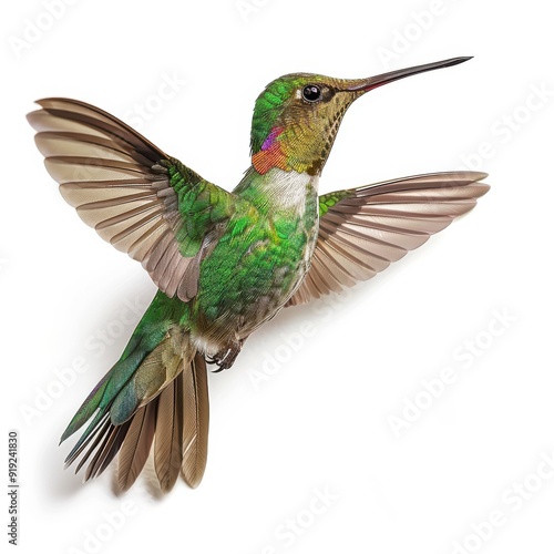 Graceful Hummingbird Frame on White Background
