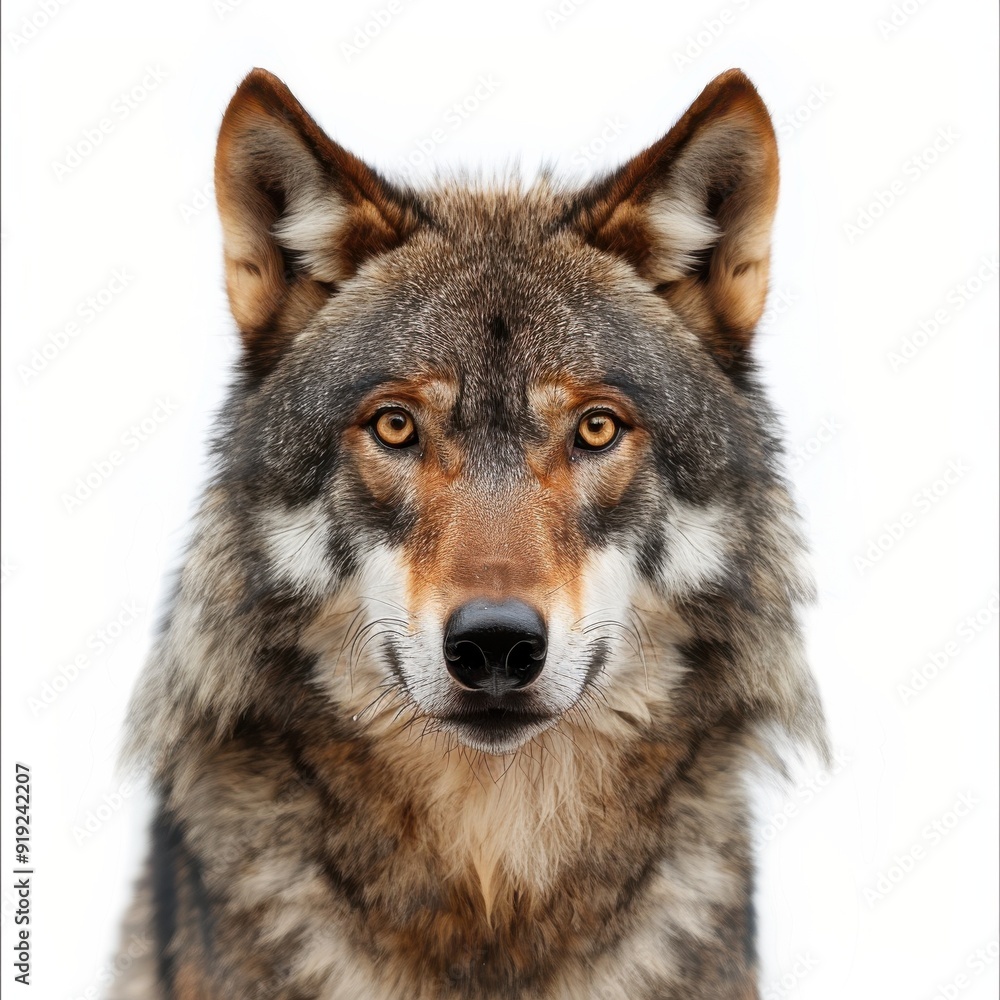 Obraz premium Majestic Wolf Frame on White Background - Wildlife Animal Border Template