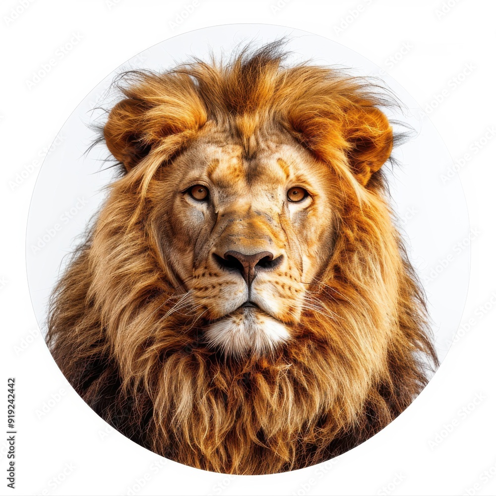 Majestic Lion Frame on White Background for Design Projects Majestic Lion Frame on White Background for Design Projects