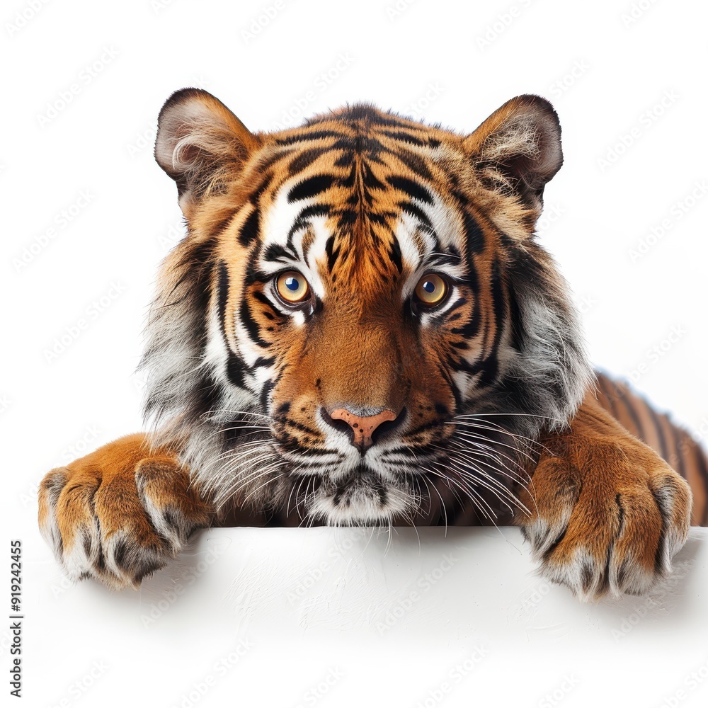 Obraz premium Majestic Tiger Frame Isolated on White Background