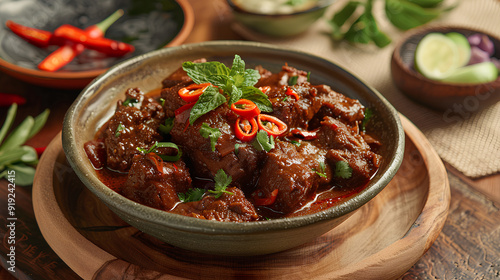 Photoshoot of typical Asian food rendang