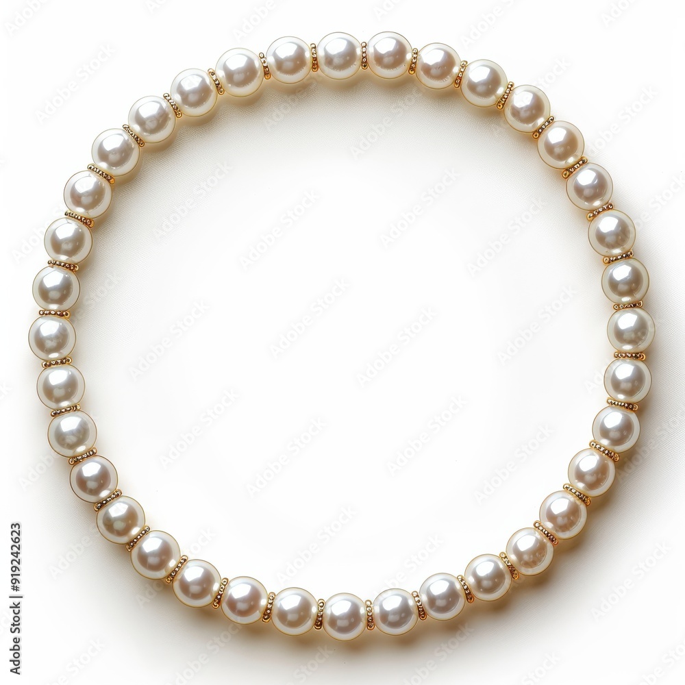 Elegant Pearl Frame Isolated on White Background Elegant Pearl Frame Isolated on White Background