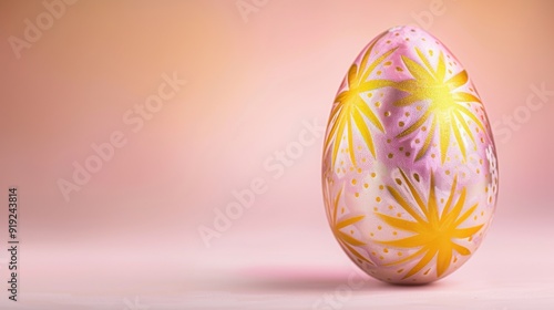 Vintage Style Intricately Designed Easter Egg on Soft-Colored Background