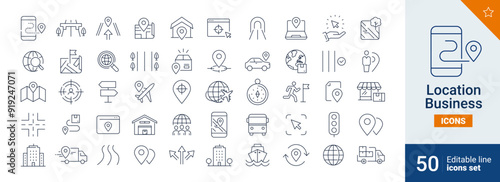 Location icons Pixel perfect. Navigation, address, car, ...