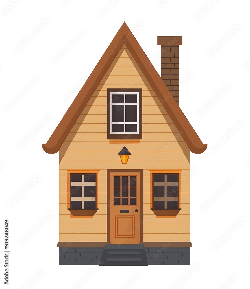 Small Brown Wooden House with Windows and Door Small Brown Wooden House with Windows and Door