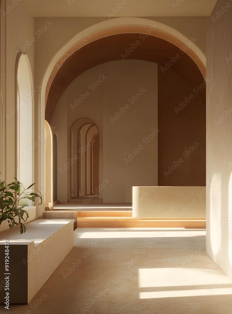 Minimalist Architecture With Arches And Sunlight Minimalist Architecture With Arches And Sunlight