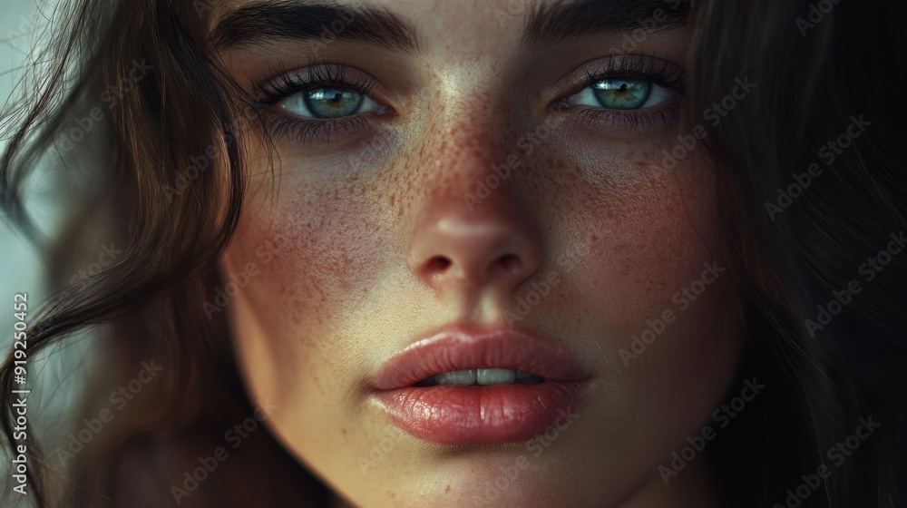 A woman with green eyes and red hair A woman with green eyes and red hair