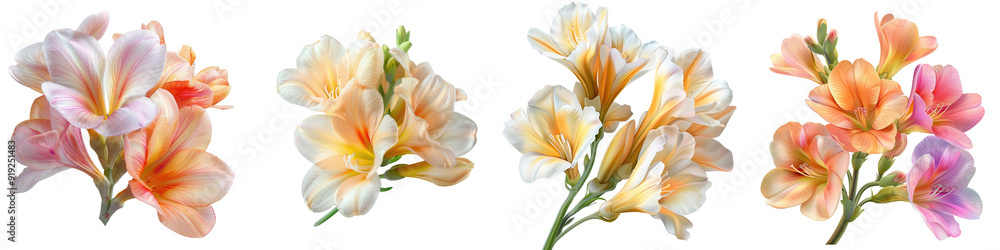 Freesia flower - A delicate freesia bloom with vibrant petals, isolated on a transparent background - Elegant and fresh Freesia flower - A delicate freesia bloom with vibrant petals, isolated on a transparent background - Elegant and fresh