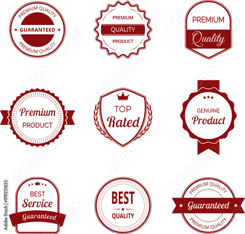 Vector illustration set of high quality seals and stamps. Includes premium, certified labels and tags. Ideal for certification, assurance and premium designs.