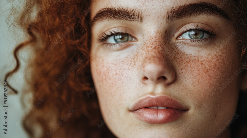 A woman with red hair and green eyes A woman with red hair and green eyes